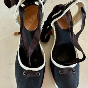 J.Crew Carolyn Espadrilles Wedge Chocolate Brown Lace Up Size 7